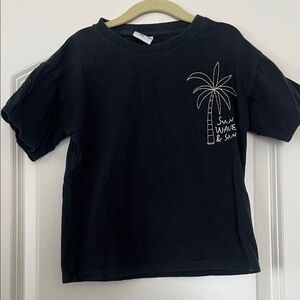 Zara | (3-4Y) Blacks Kids T-Shirt with Palm Tree Design